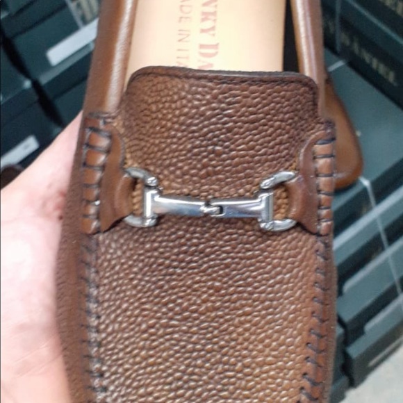 Brown cognac all leather stingray print slip on moccasin. Top quality handmade Custom Handmade Bullhide Leather Moccasins: Tobacco Brown  main image 2